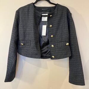 Abercrombie & Fitch Black Tweed Blazer with Gold Buttons